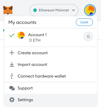 Screenshot of account selector