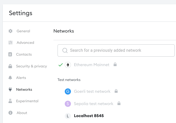 Screenshot of add a network page